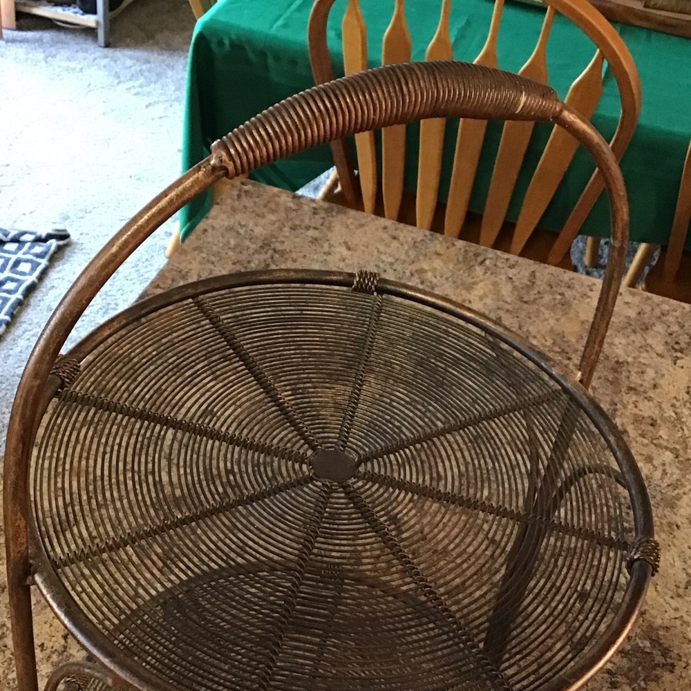 FINAL SALE GORGEOUS Antique Bronze color Two-Tier Metal Stand - Picture 3 of 4